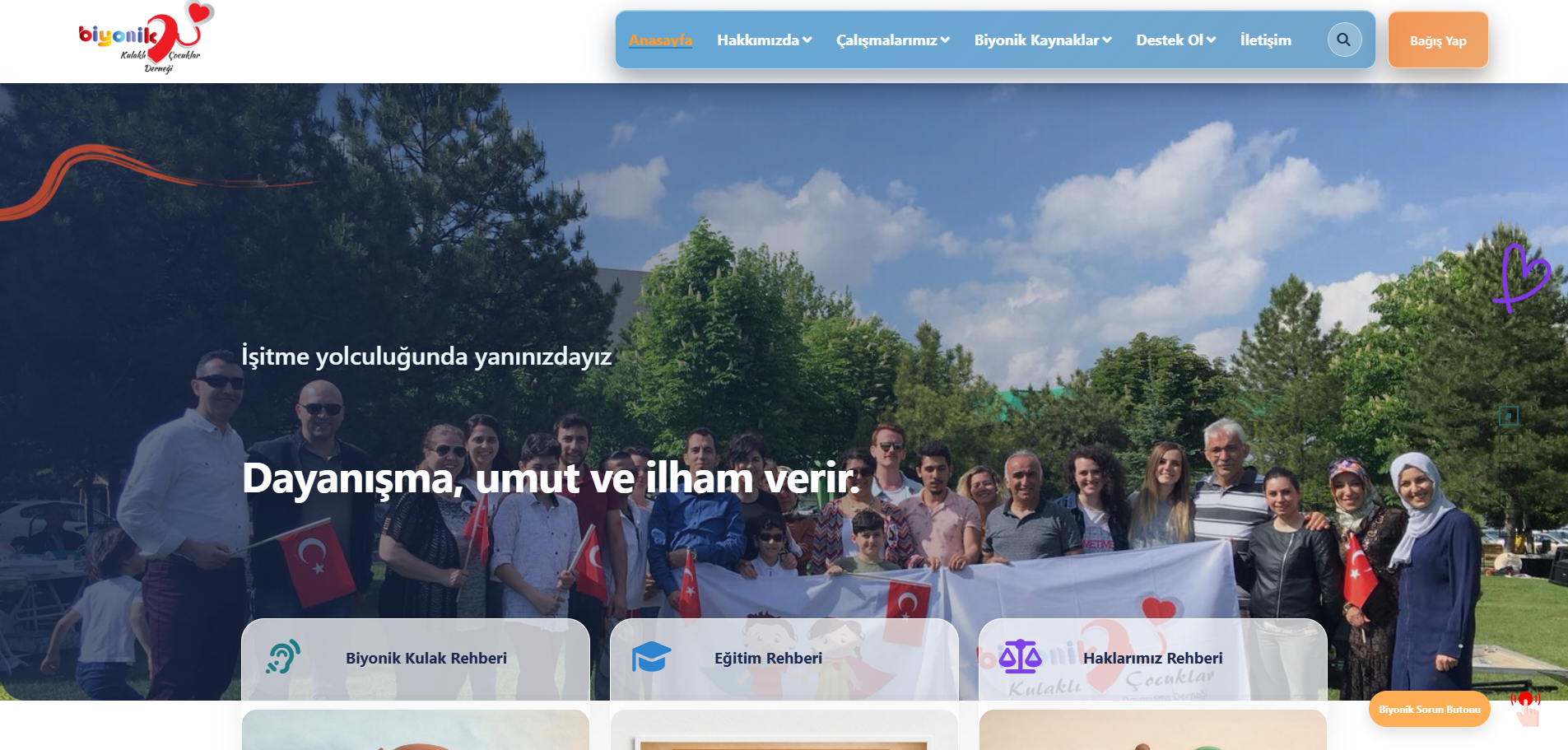 Biyonik Kulaklı Çocuklar Derneği Web Sitesi